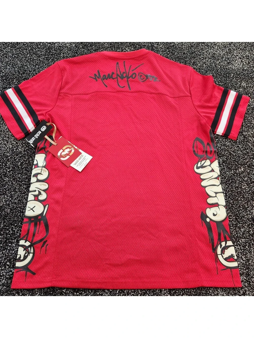ECKO UNLTD Mesh Jersey T Shirt Mens Medium Red Streetwear Graphic Rhino Y2K NWT